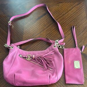 Michael Kors Pink Shoulder Bag and Wristlet Set